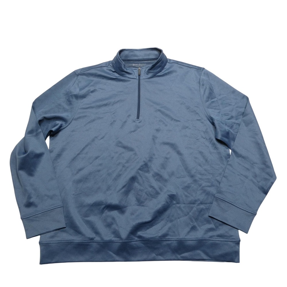 Hickey Freeman Pullover Mens XL Blue Quarter Zip Mock Neck Stretch Casual Top‎